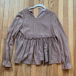 Zara pink checked peplum blouse